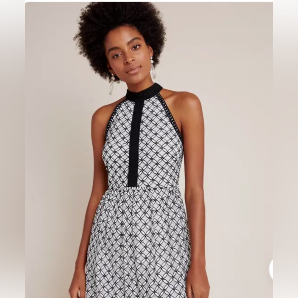 Anthropologie Eri➕Ali Ninetta Halter Neck Lace Cocktail Dress size 2